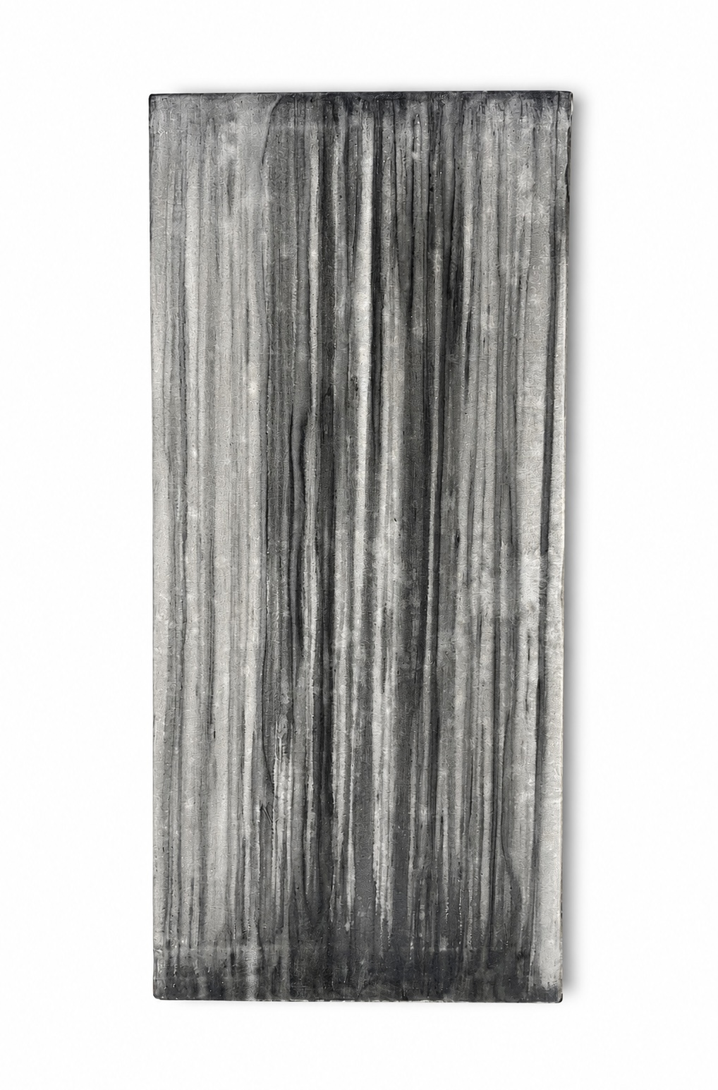 Gravity 1 — Earth paint, meteorite, tourmaline, quartz, chalk on canvas · Size: 42 x 92 cm · SOLD